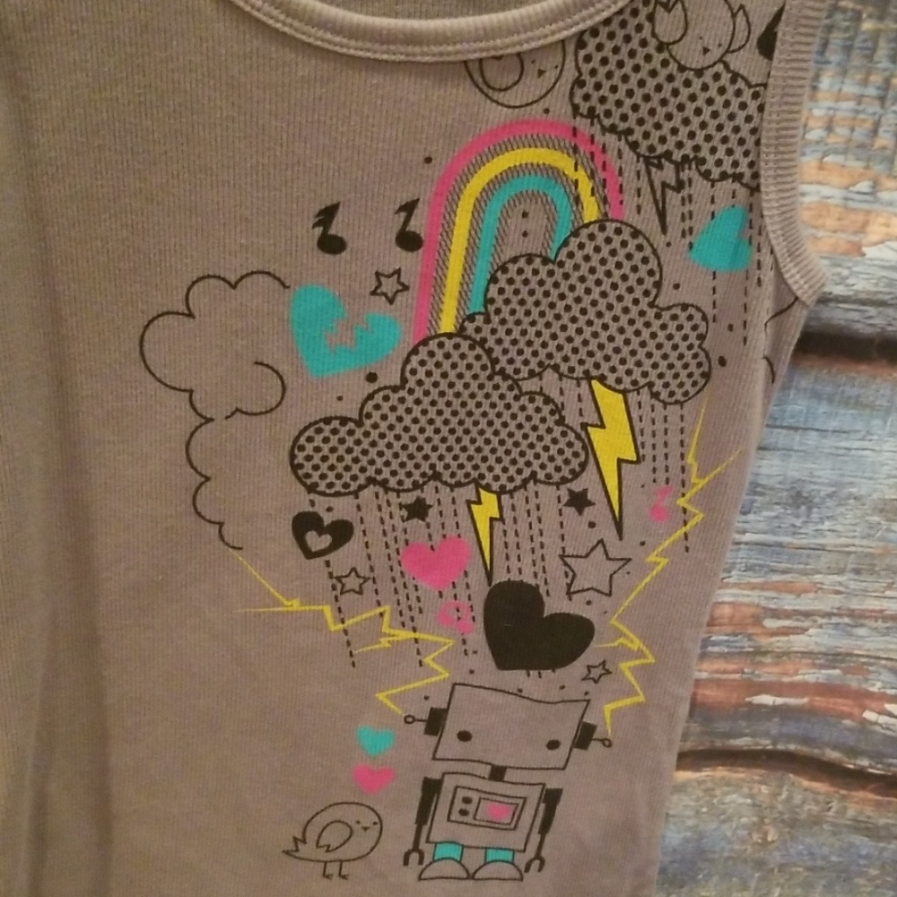 NWOT NEVER WORN Hybrid Tees Gray "Robot" Tank! - Picture 3 of 5